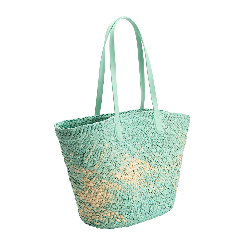 Mint Sunset Straw Vegan Tote Bag - Melie Bianco