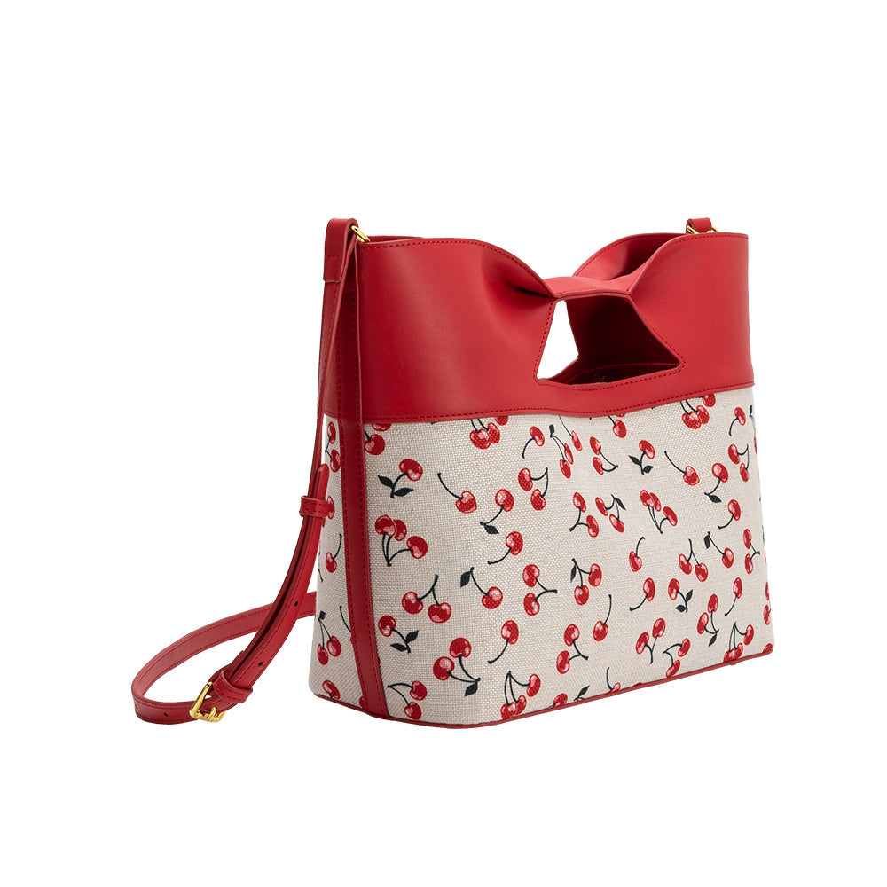 Red Cherry Jillian Recycled Vegan Leather Tote Bag - Melie Bianco