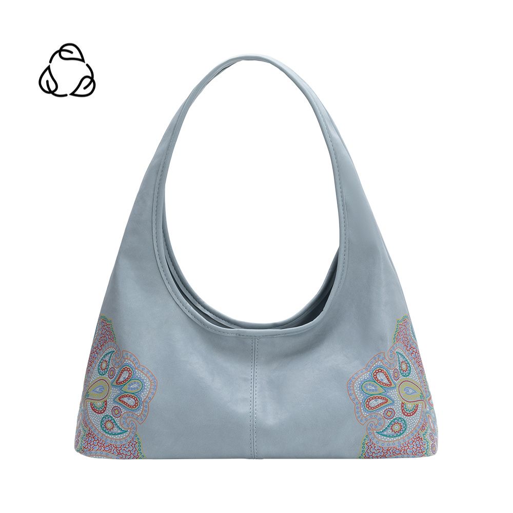 Blue Tinsley Recycled Vegan Leather Shoulder Bag - Melie Bianco