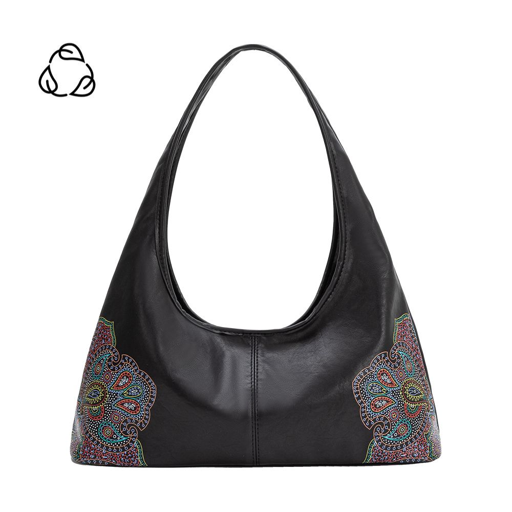 Black Tinsley Recycled Vegan Leather Shoulder Bag - Melie Bianco