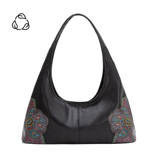 Black Tinsley Recycled Vegan Leather Shoulder Bag - Melie Bianco