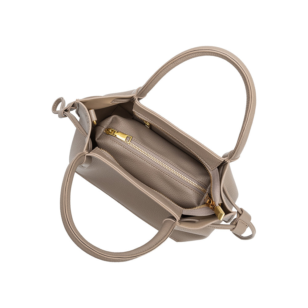 Taupe Tyler Recycled Vegan Leather Crossbody Bag - Melie Bianco