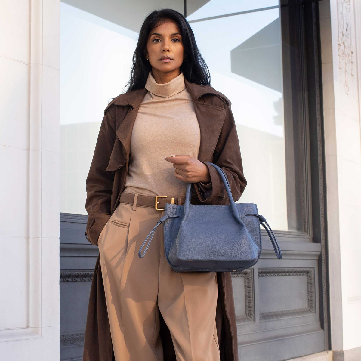 Taupe Tyler Recycled Vegan Leather Crossbody Bag - Melie Bianco