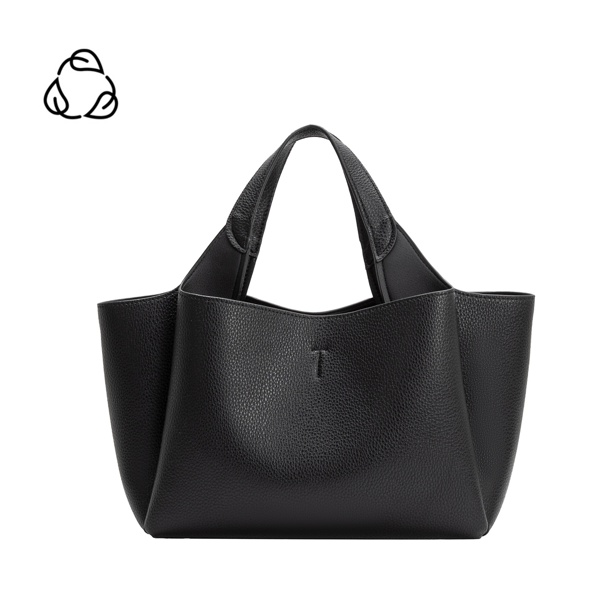 Black Whitley Recycled Vegan Leather Tote Bag - Melie Bianco