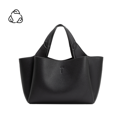 Black Whitley Recycled Vegan Leather Tote Bag - Melie Bianco