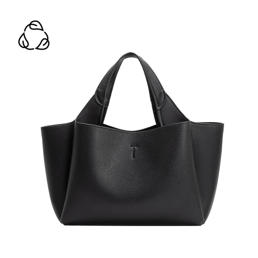 Black Whitley Recycled Vegan Leather Tote Bag - Melie Bianco
