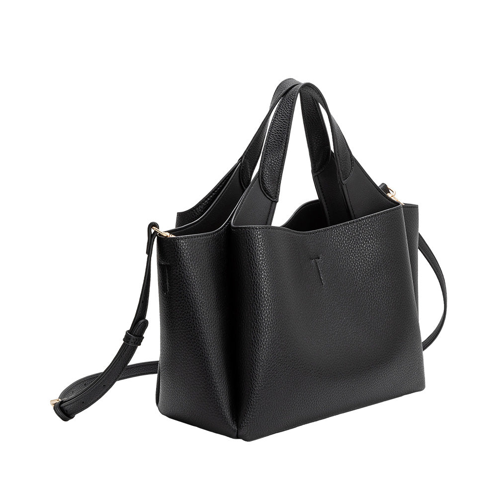 Black Whitley Recycled Vegan Leather Tote Bag - Melie Bianco