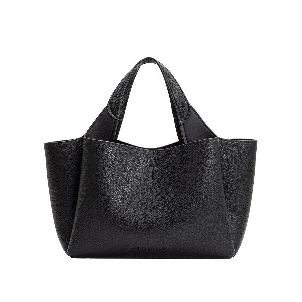 Black Whitley Recycled Vegan Leather Tote Bag - Melie Bianco