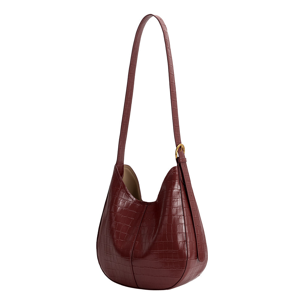 Burgundy Stefanie Recycled Vegan Leather Shoulder Bag - Melie Bianco