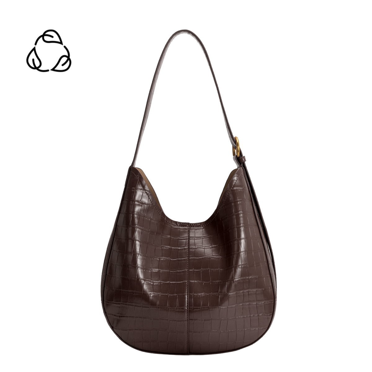 Chocolate Stefanie Recycled Vegan Leather Shoulder Bag - Melie Bianco