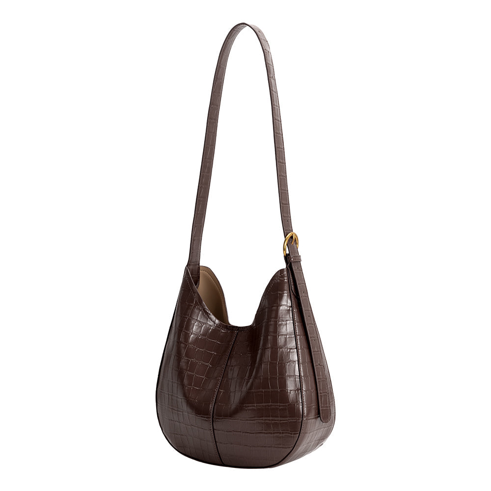 Chocolate Stefanie Recycled Vegan Leather Shoulder Bag - Melie Bianco