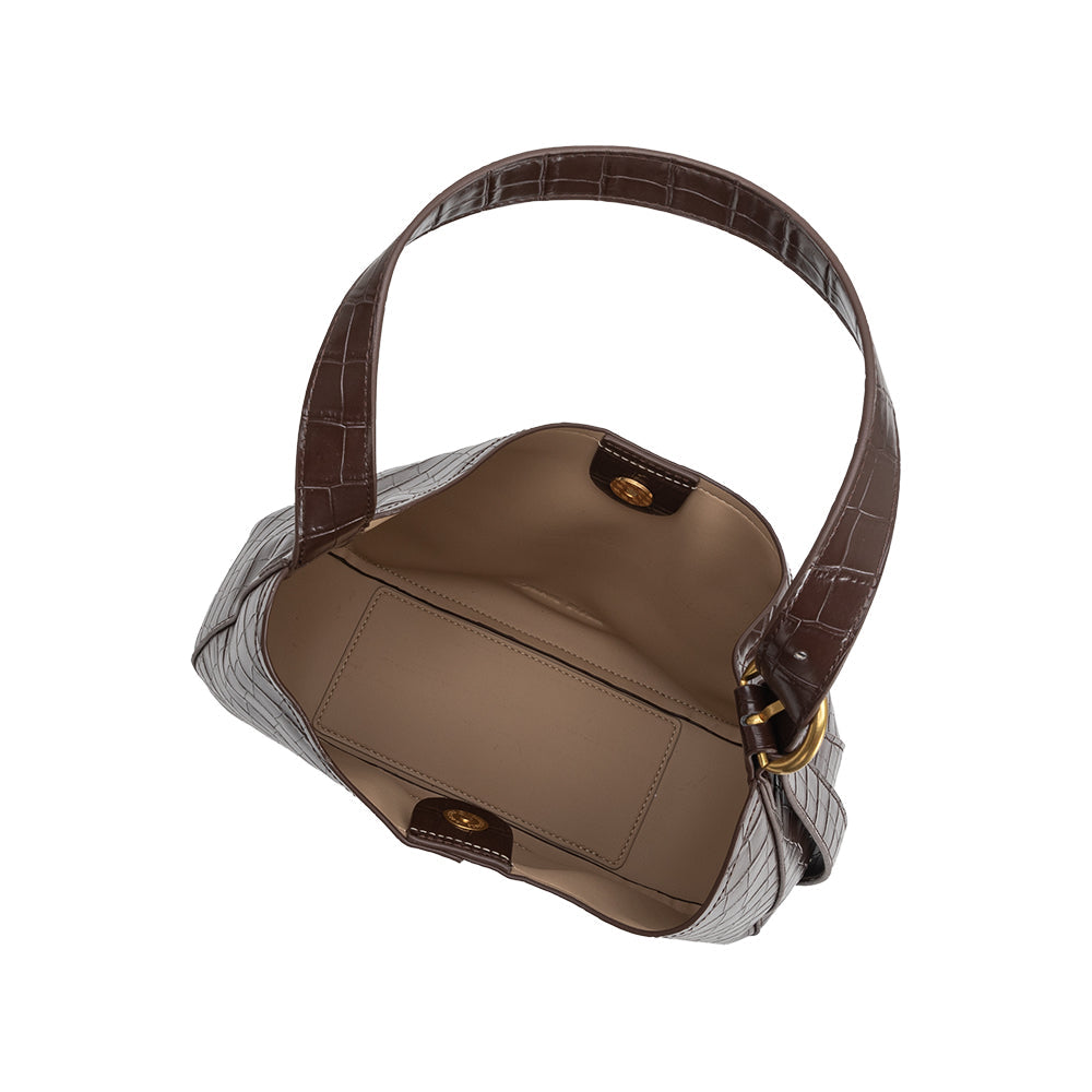 Chocolate Stefanie Recycled Vegan Leather Shoulder Bag - Melie Bianco