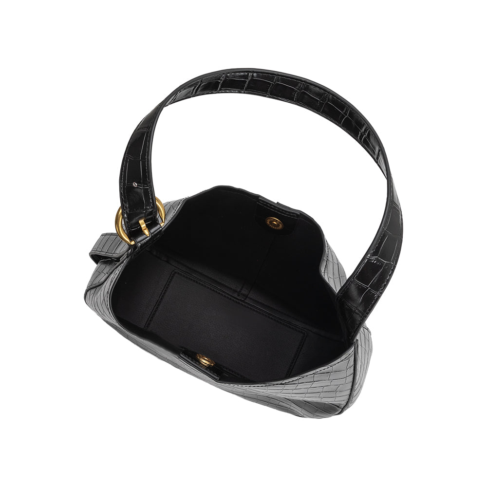 Black Stefanie Recycled Vegan Leather Shoulder Bag - Melie Bianco