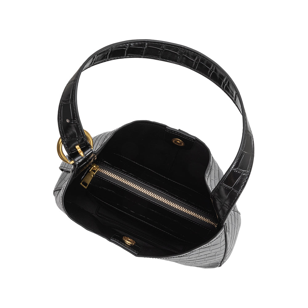 Black Stefanie Recycled Vegan Leather Shoulder Bag - Melie Bianco
