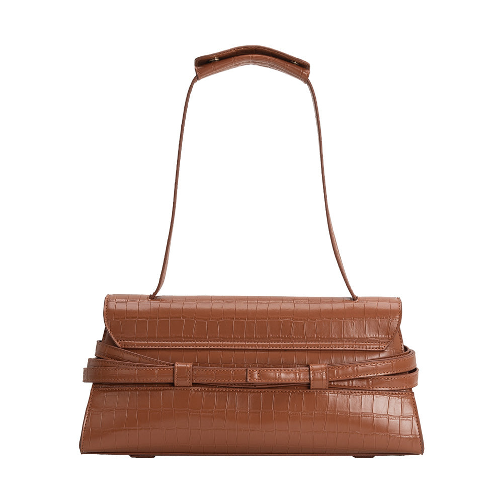 Camel Klarissa Recycled Vegan Leather Shoulder Bag - Melie Bianco