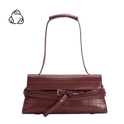 Burgundy Klarissa Recycled Vegan Leather Shoulder Bag - Melie Bianco