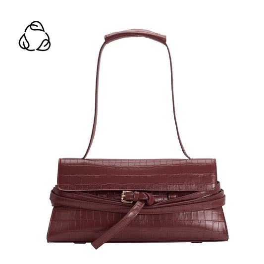 Burgundy Klarissa Recycled Vegan Leather Shoulder Bag - Melie Bianco