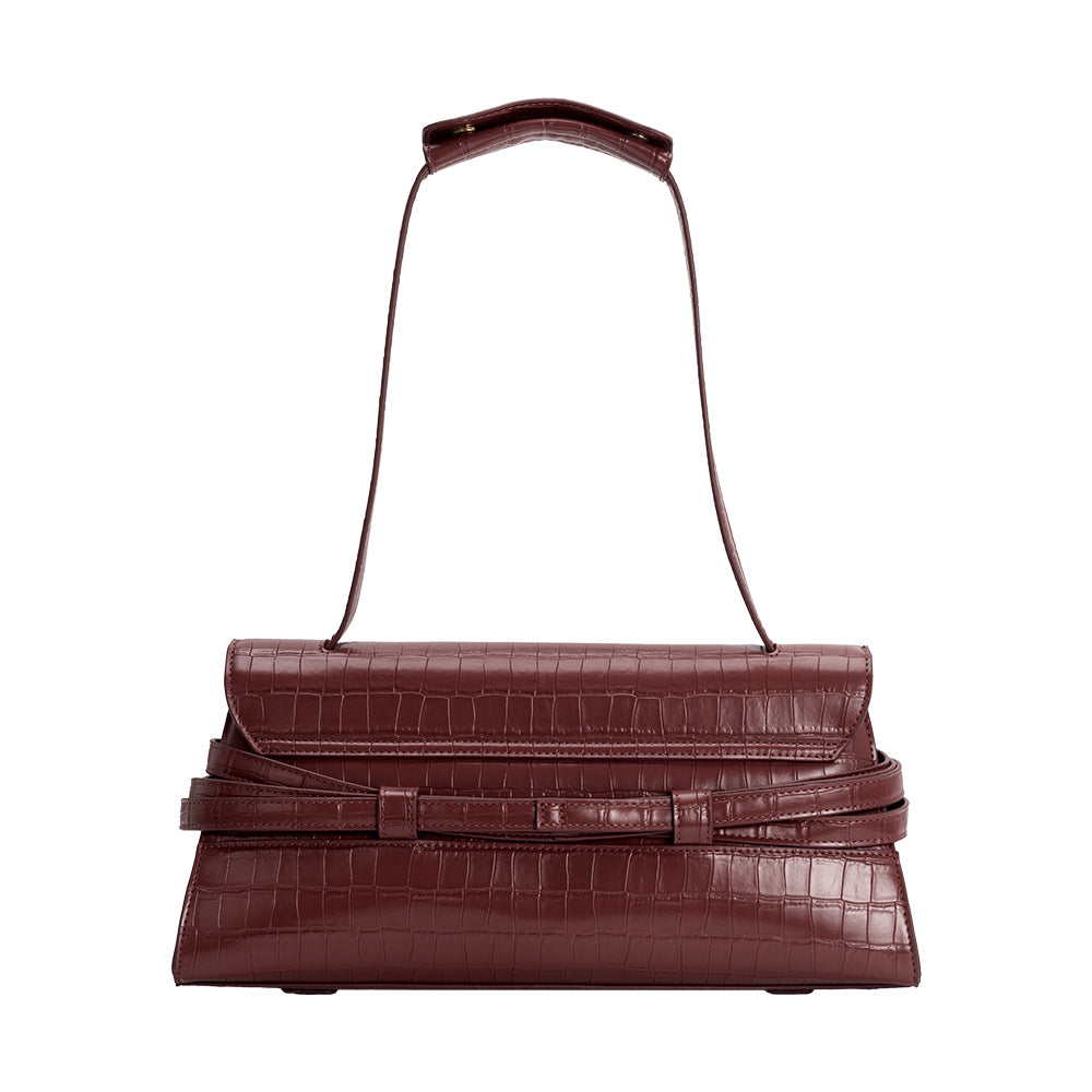 Burgundy Klarissa Recycled Vegan Leather Shoulder Bag - Melie Bianco