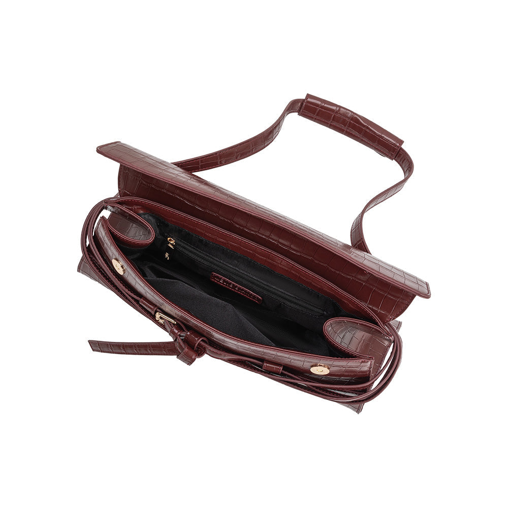 Burgundy Klarissa Recycled Vegan Leather Shoulder Bag - Melie Bianco