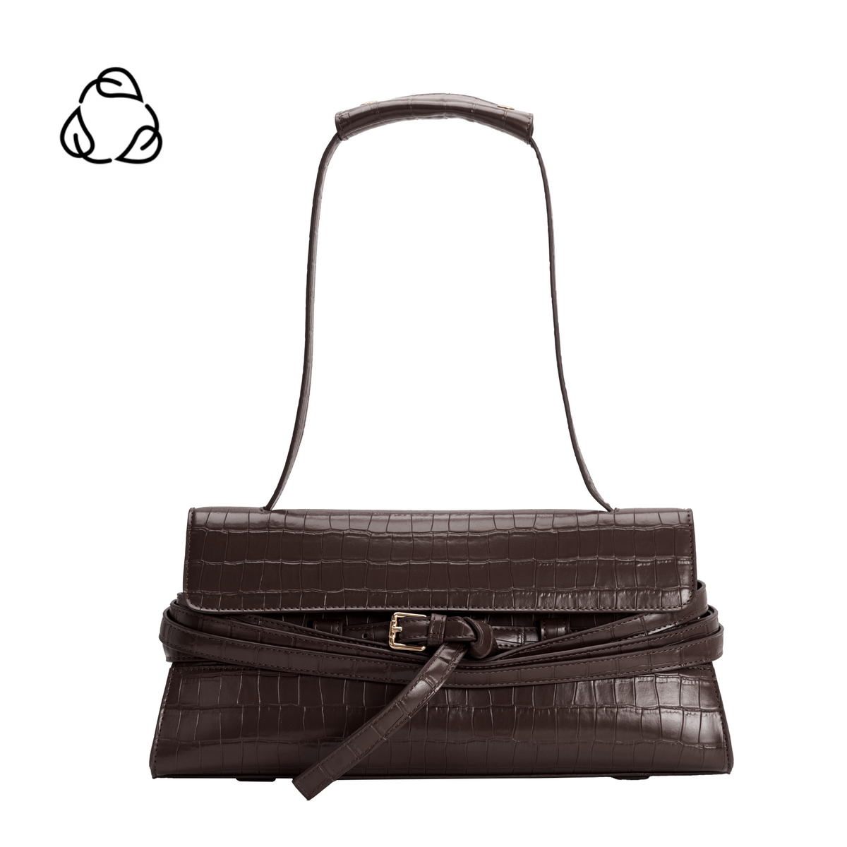 Chocolate Klarissa Recycled Vegan Leather Shoulder Bag - Melie Bianco