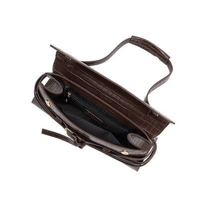 Chocolate Klarissa Recycled Vegan Leather Shoulder Bag - Melie Bianco