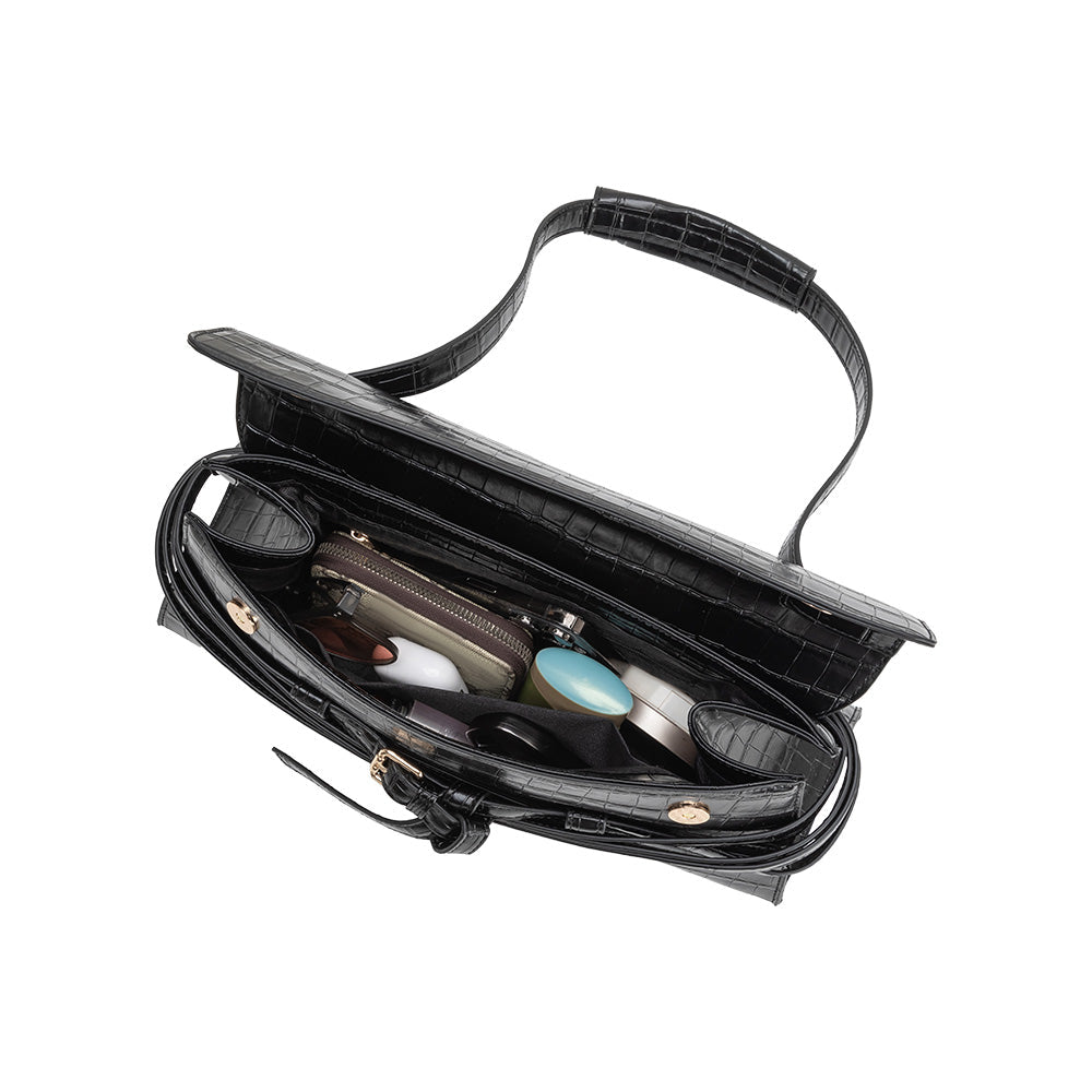 Chocolate Klarissa Recycled Vegan Leather Shoulder Bag - Melie Bianco