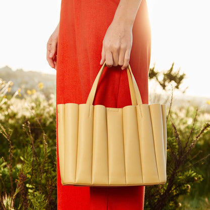 Yellow Adela Recycled Vegan Leather Tote Bag - Melie Bianco