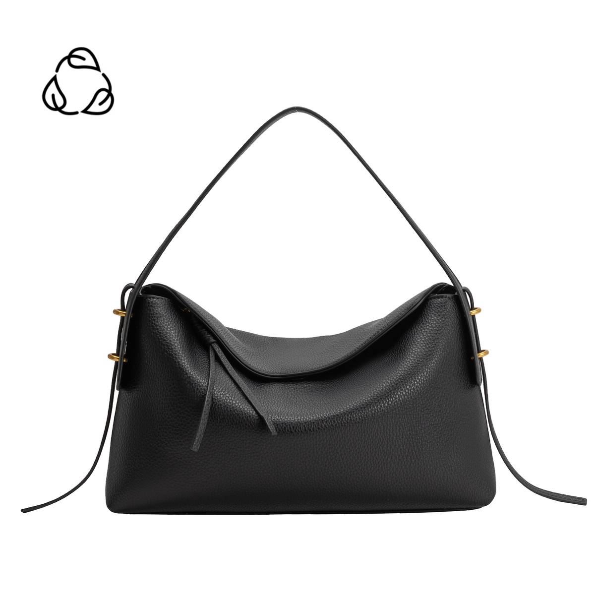 Black Emory Recycled Vegan Leather Top Handle Bag - Melie Bianco