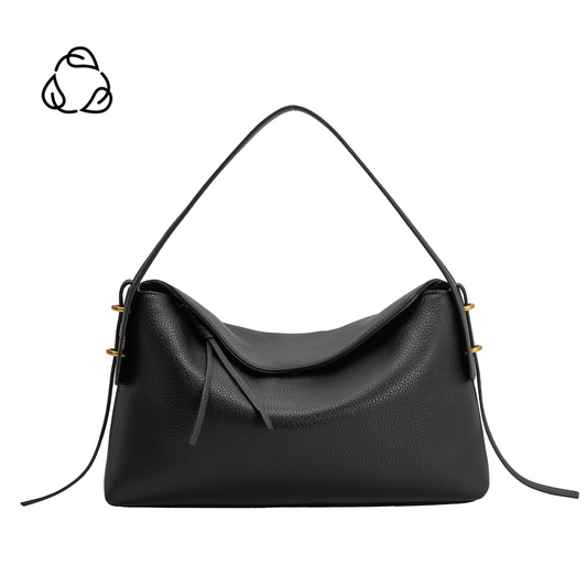Black Emory Recycled Vegan Leather Top Handle Bag - Melie Bianco
