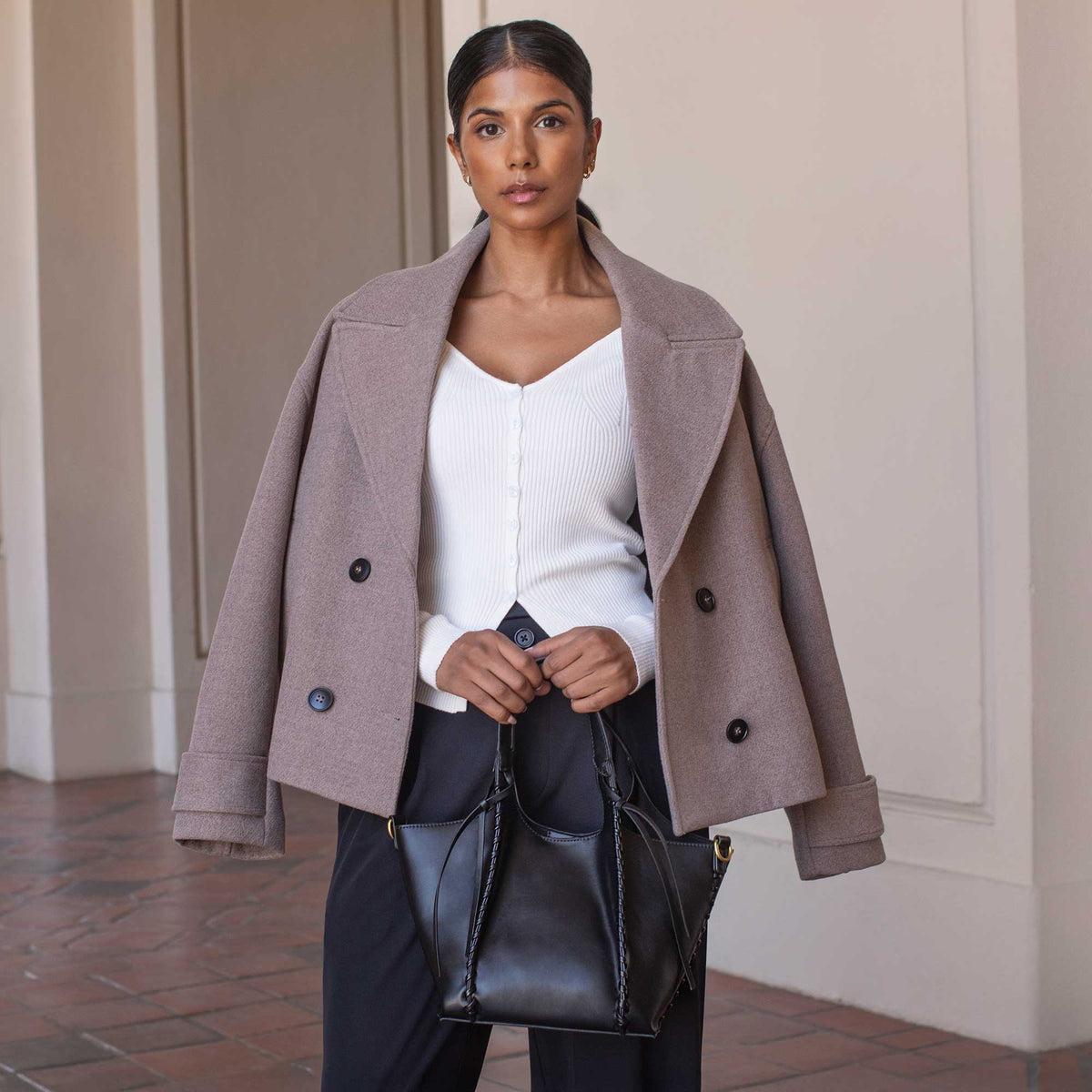 Olive Belinda Recycled Vegan Leather Tote Bag - Melie Bianco