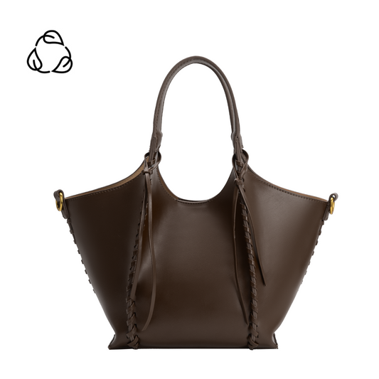 Espresso Belinda Recycled Vegan Leather Tote Bag - Melie Bianco