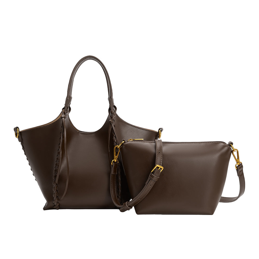 Espresso Belinda Recycled Vegan Leather Tote Bag - Melie Bianco