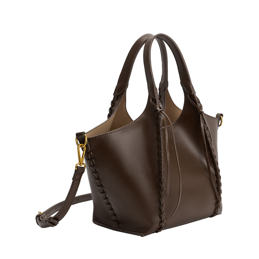 Espresso Belinda Recycled Vegan Leather Tote Bag - Melie Bianco