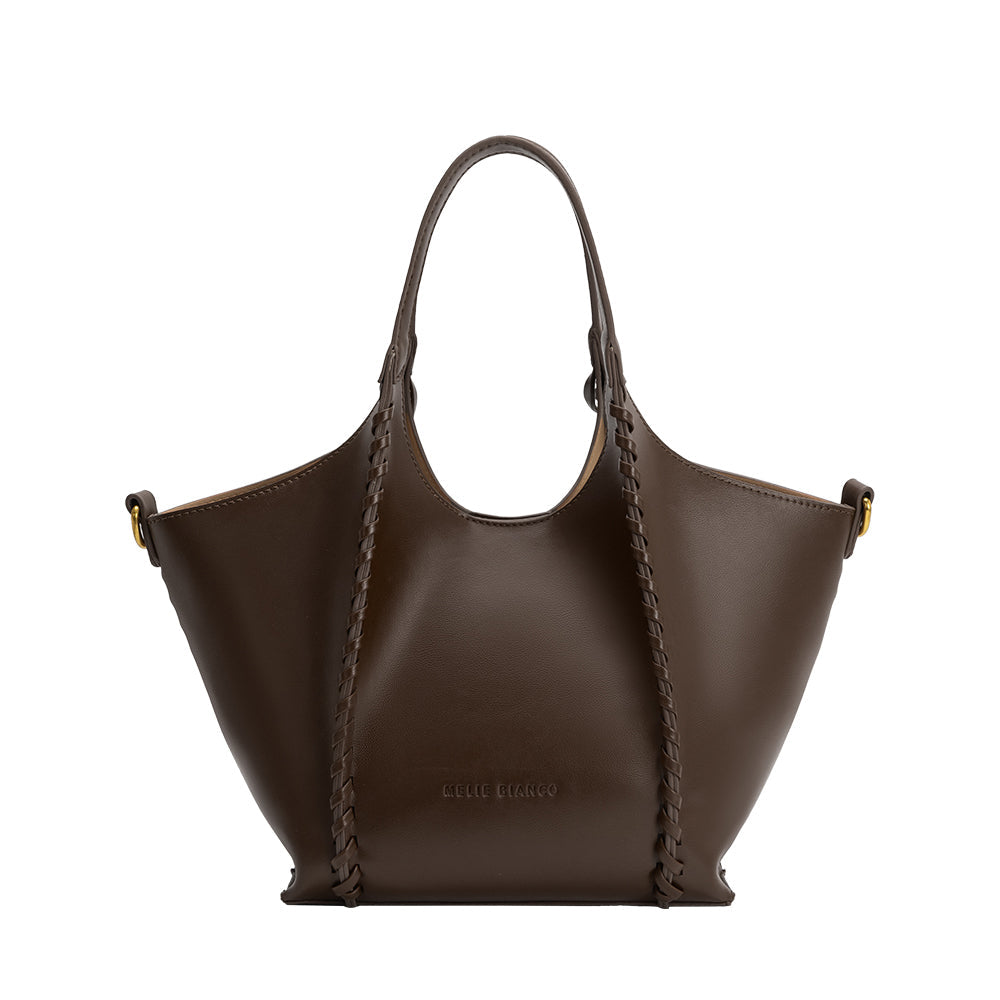 Espresso Belinda Recycled Vegan Leather Tote Bag - Melie Bianco