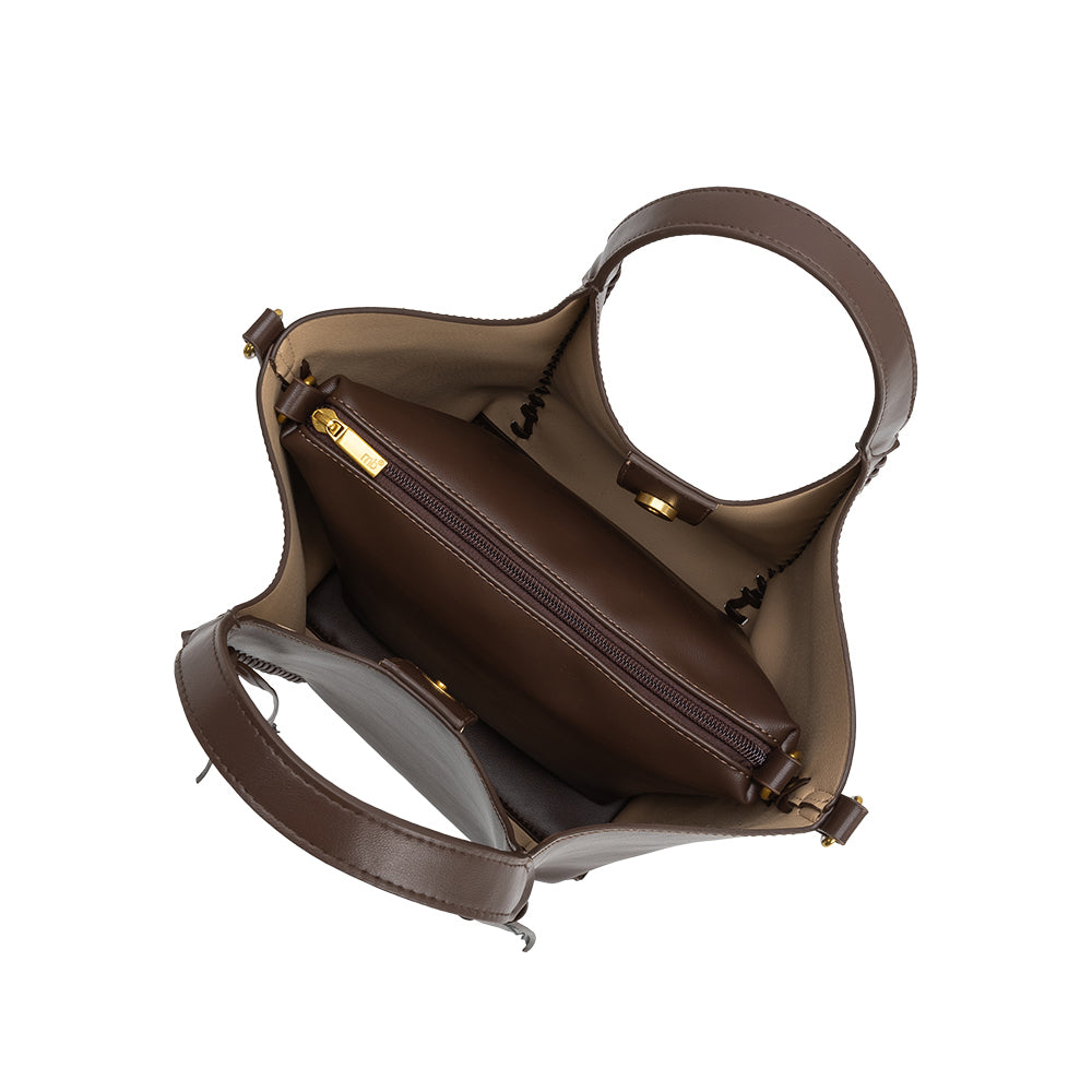 Espresso Belinda Recycled Vegan Leather Tote Bag - Melie Bianco
