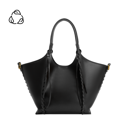 Black Belinda Recycled Vegan Leather Tote Bag - Melie Bianco