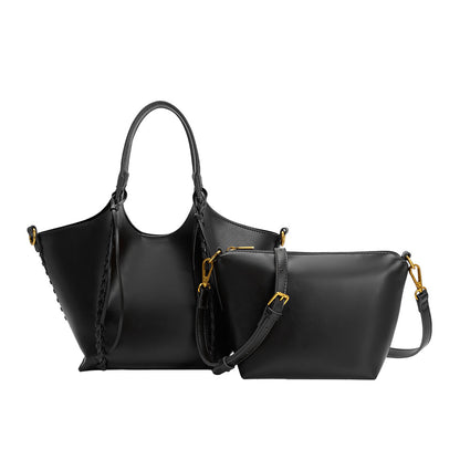 Black Belinda Recycled Vegan Leather Tote Bag - Melie Bianco