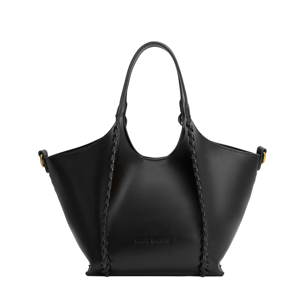 Black Belinda Recycled Vegan Leather Tote Bag - Melie Bianco