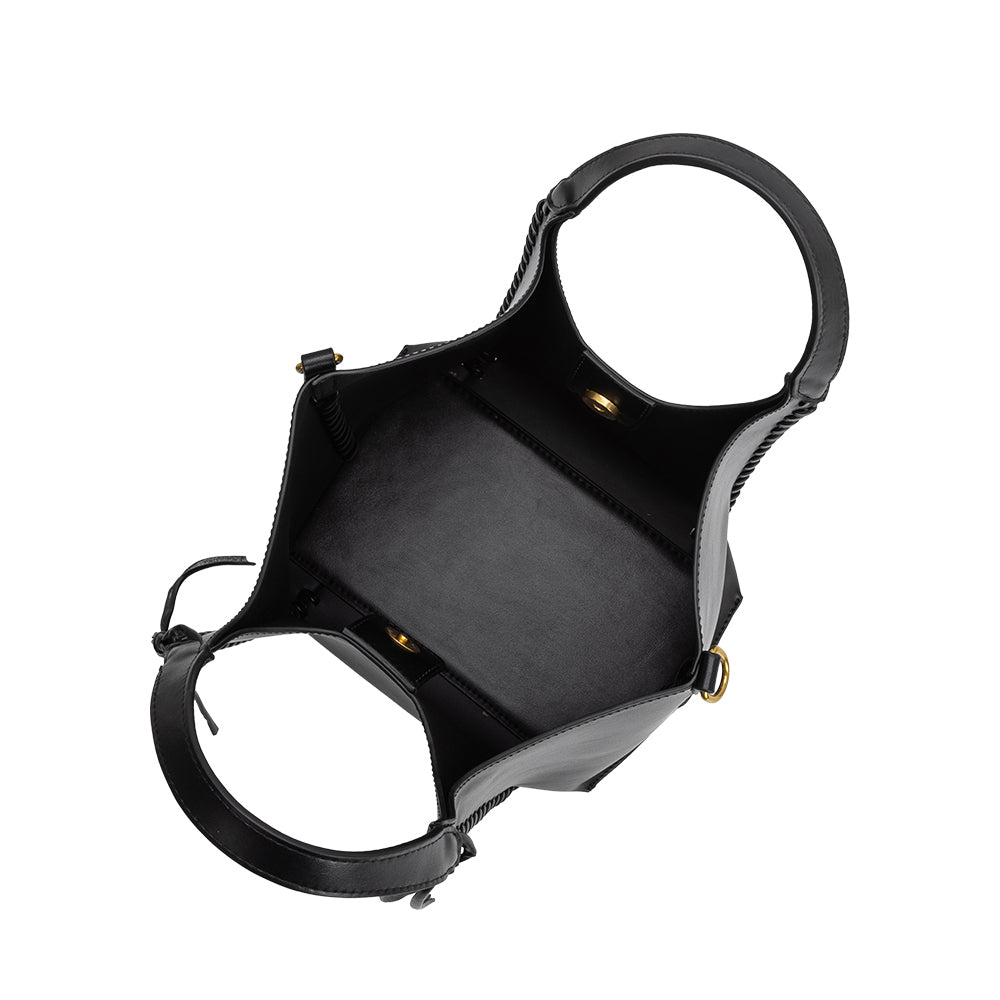 Black Belinda Recycled Vegan Leather Tote Bag - Melie Bianco