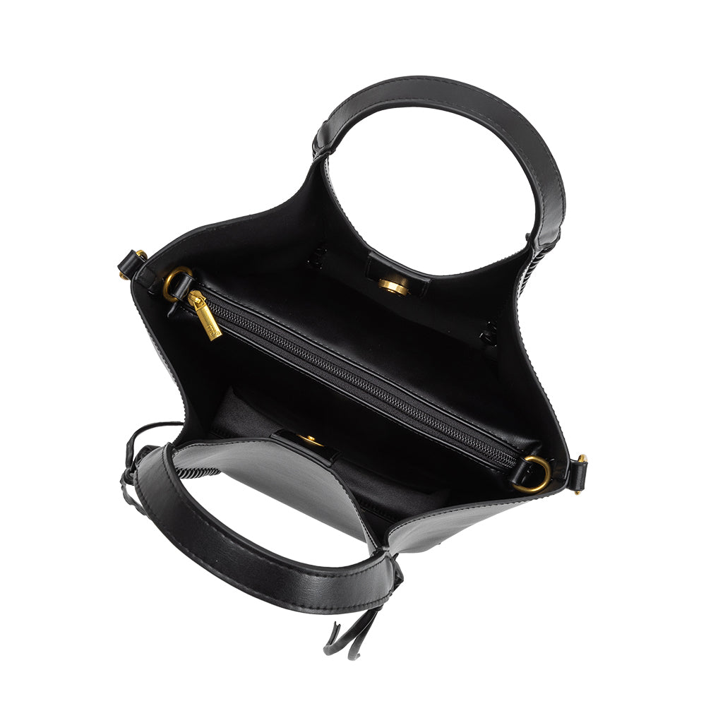 Black Belinda Recycled Vegan Leather Tote Bag - Melie Bianco