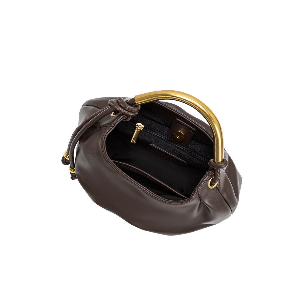 Espresso Dottie Recycled Vegan Leather Top Handle Bag - Melie Bianco