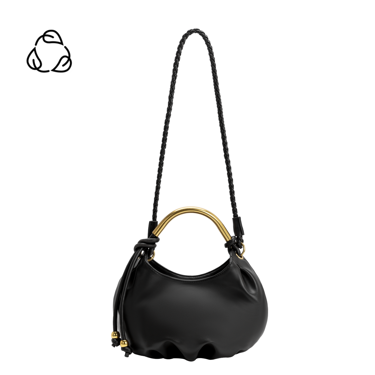 Black Dottie Recycled Vegan Leather Top Handle Bag - Melie Bianco