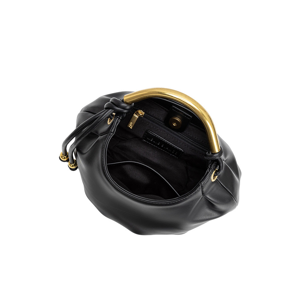 Black Dottie Recycled Vegan Leather Top Handle Bag - Melie Bianco