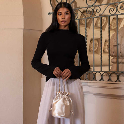 Rose Jeane Satin Top Handle Bag - Melie Bianco