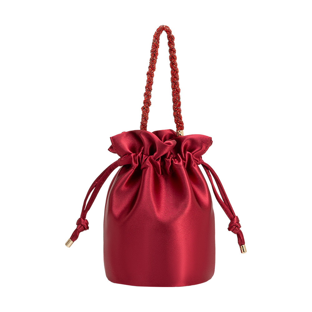 Red Jeane Satin Top Handle Bag - Melie Bianco