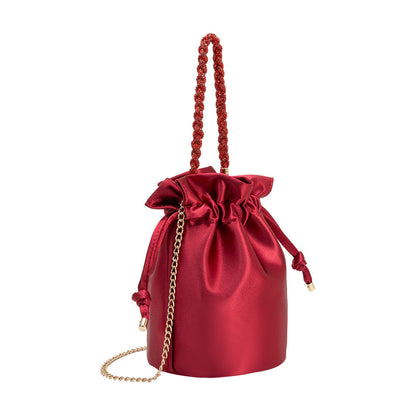 Red Jeane Satin Top Handle Bag - Melie Bianco
