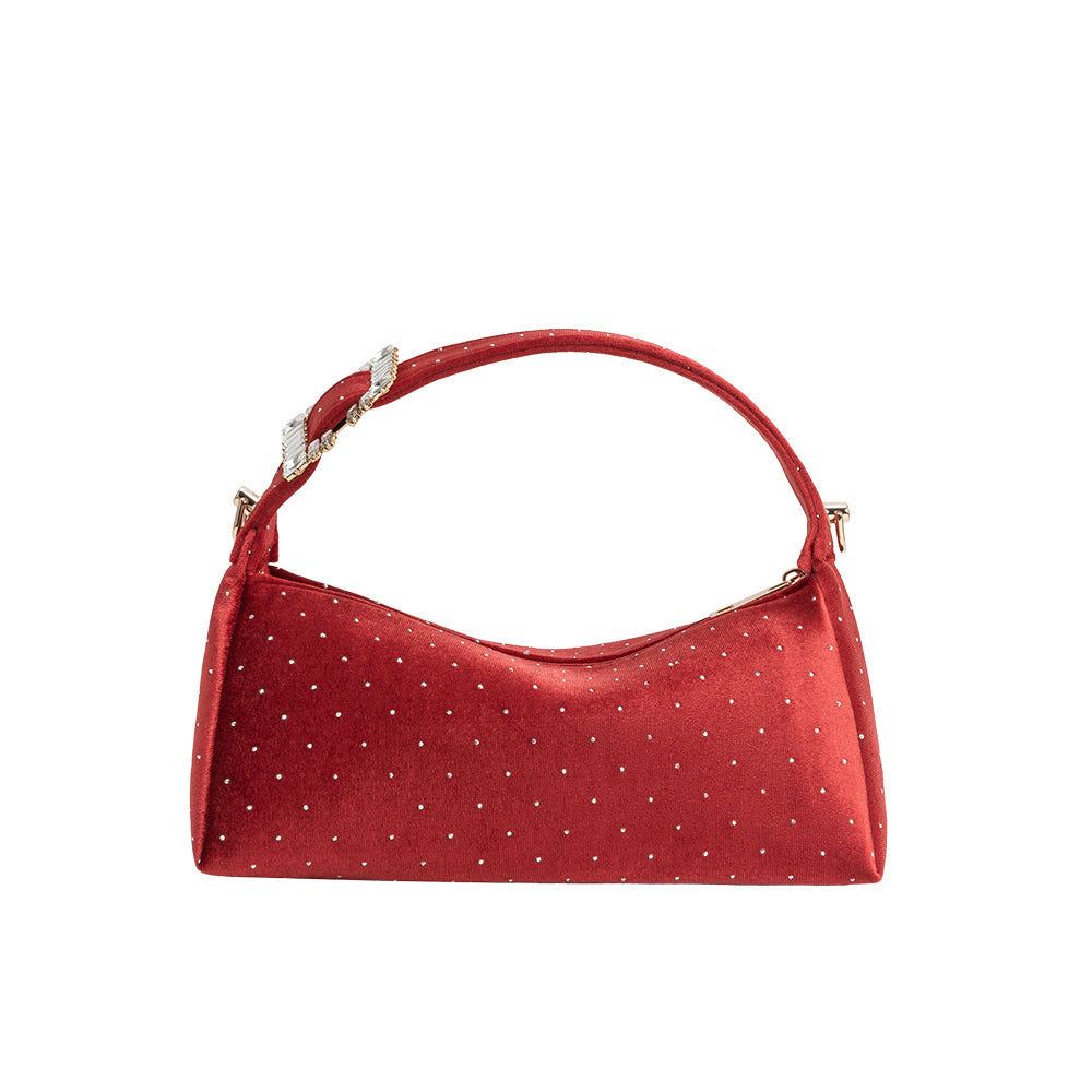 Red Shanice Velvet Crossbody Bag - Melie Bianco