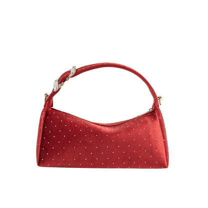 Red Shanice Velvet Crossbody Bag - Melie Bianco