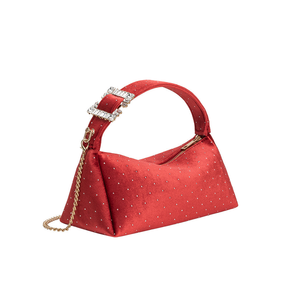 Red Shanice Velvet Crossbody Bag - Melie Bianco