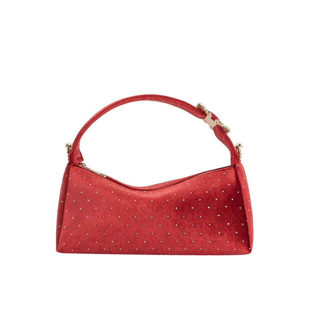 Red Shanice Velvet Crossbody Bag - Melie Bianco